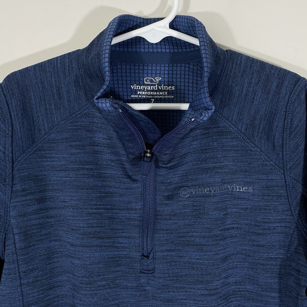 Vineyard Vines Performance Sankaty 1/4 Zip Pullover Boy's Size 7 Blue 1/2 Zip